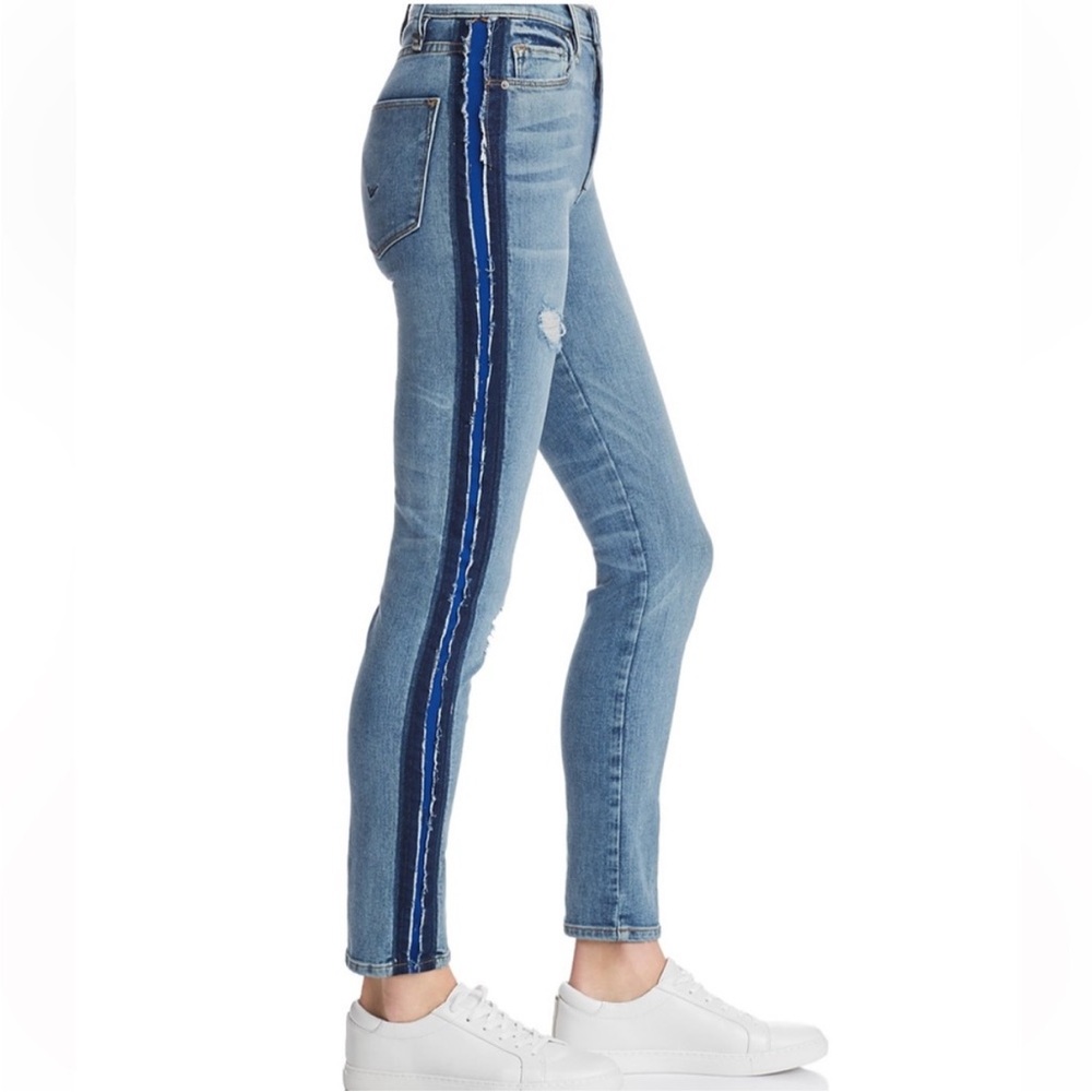 Hudson Jeans Barbara Side Stripe Skinny Jeans in Night Tide. Size 24